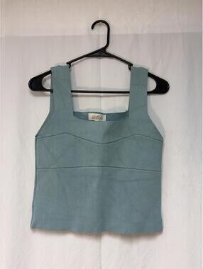 Listicle Light Blue Sleeveless Square Neck Tank Top Size L